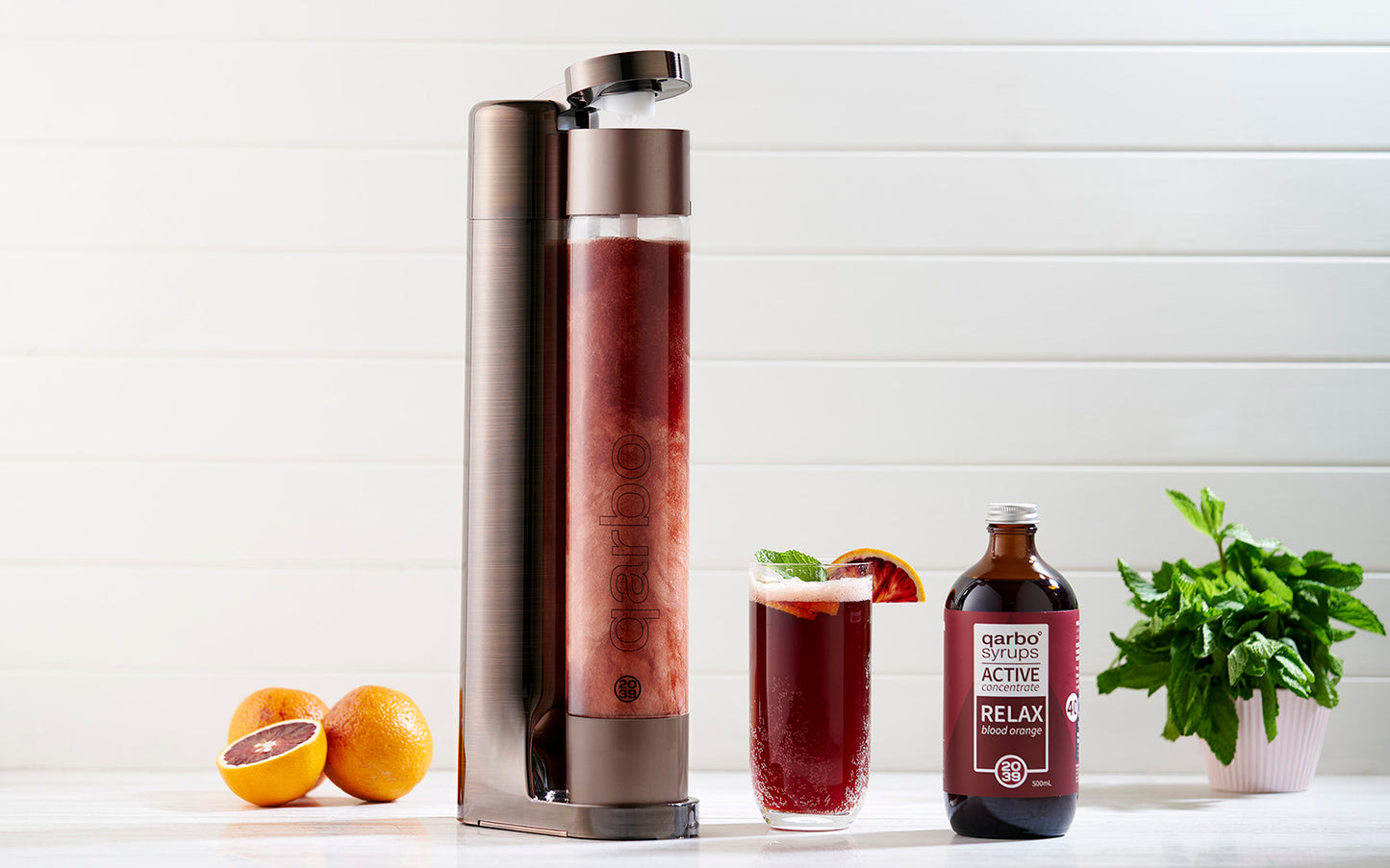 qarbo CLASSIC - Sparkling water maker with qarbo˚syrups ACTIVE Bundle